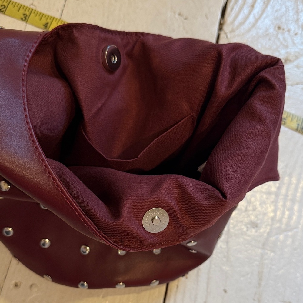 Chic Burgundy Studded Hobo Bag